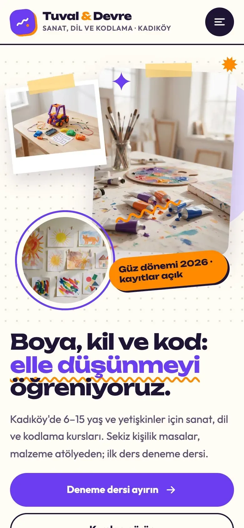 Atölye teması telefonda: giriş ekranı