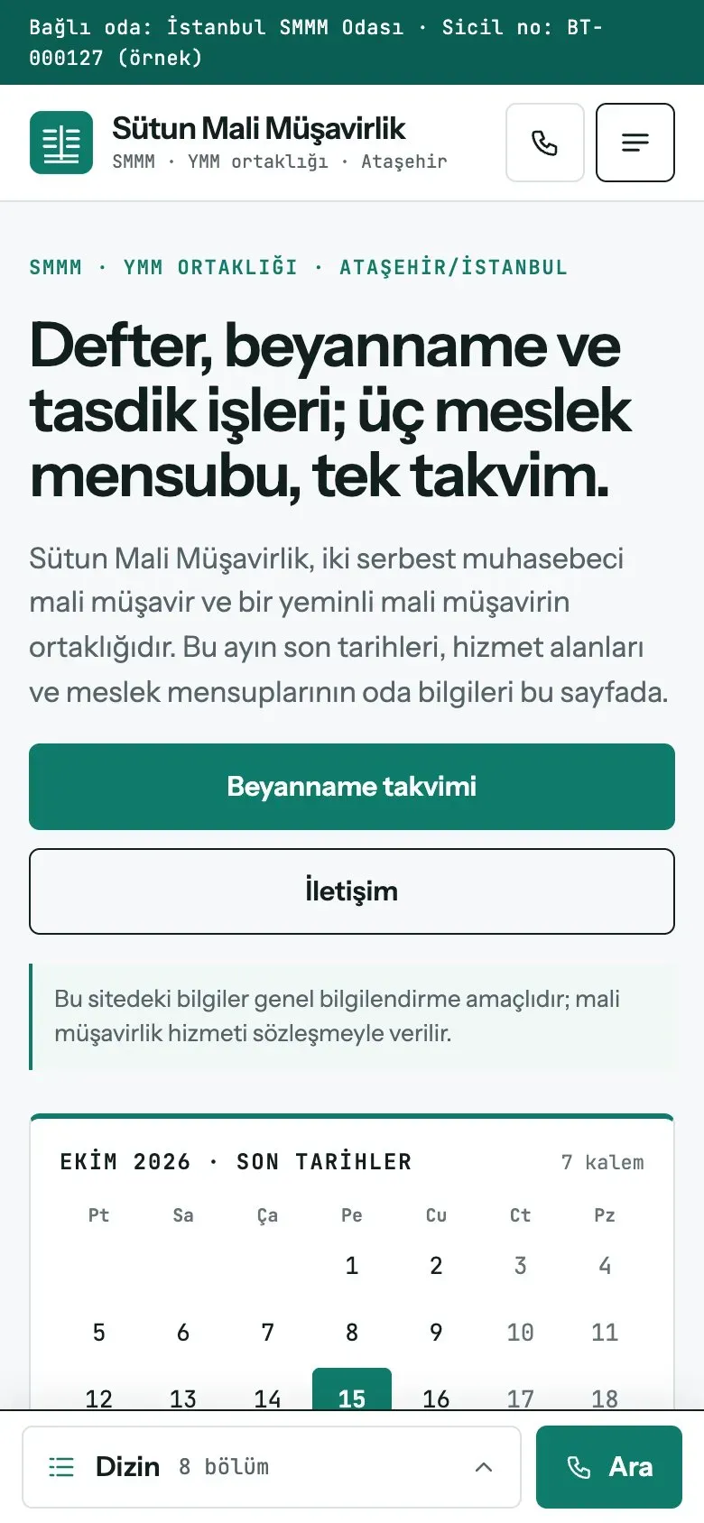 Bilanço teması telefonda: giriş ekranı