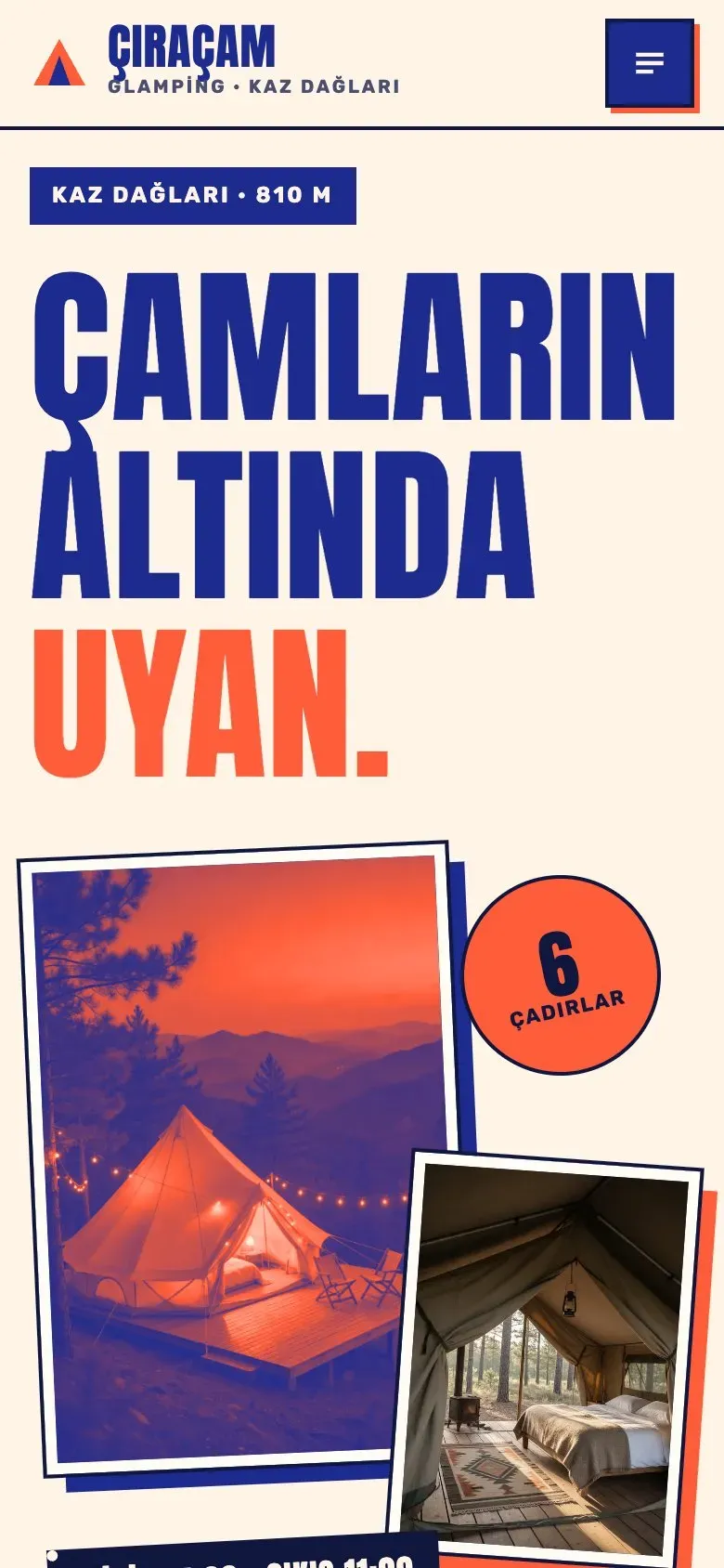 Çadır teması telefonda: giriş ekranı