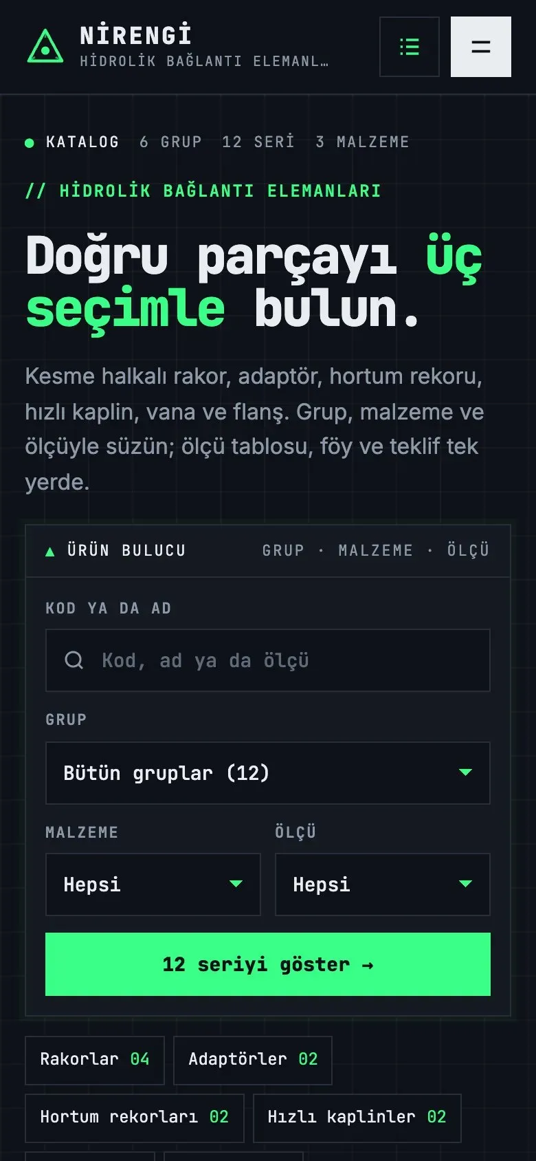 Katalog teması telefonda: giriş ekranı