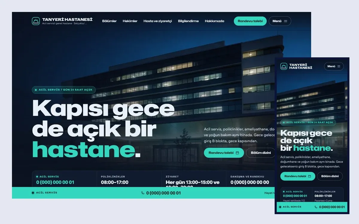 Nöbet teması: masaüstü ve telefon görünümü