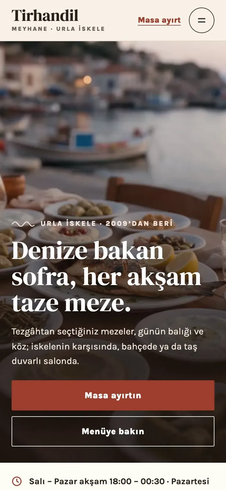 Sofra teması telefonda: giriş ekranı
