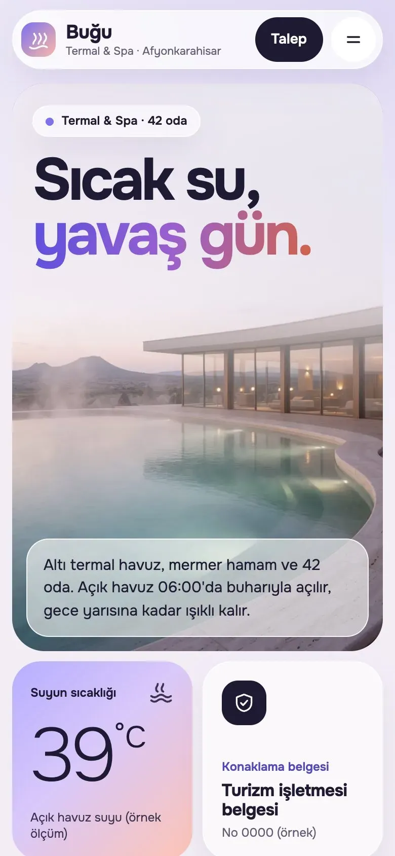 Termal teması telefonda: giriş ekranı